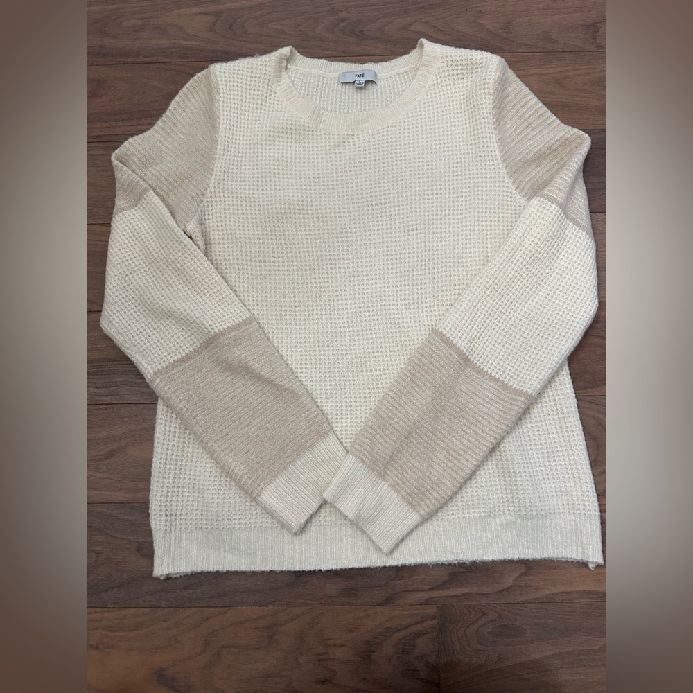 Fate Cream and Tan Colorblock Sweater